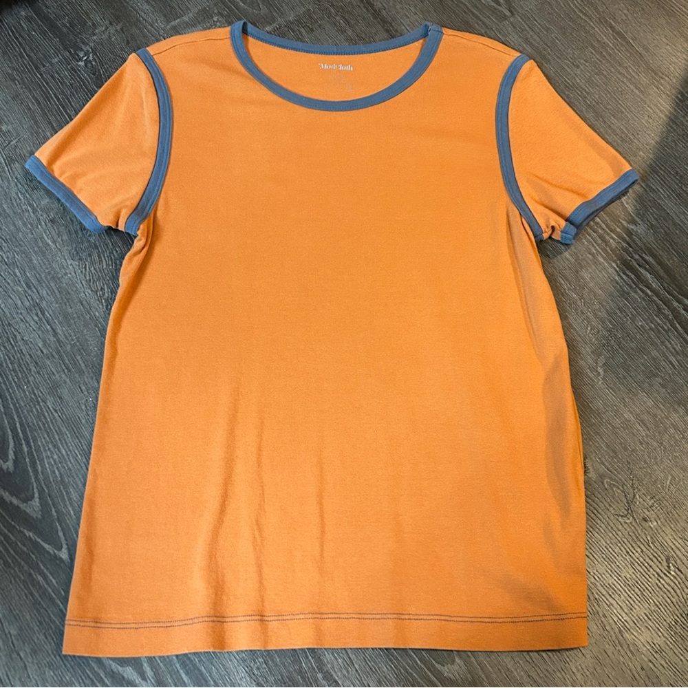 Modcloth Orange and Blue Short Sleeve Tee